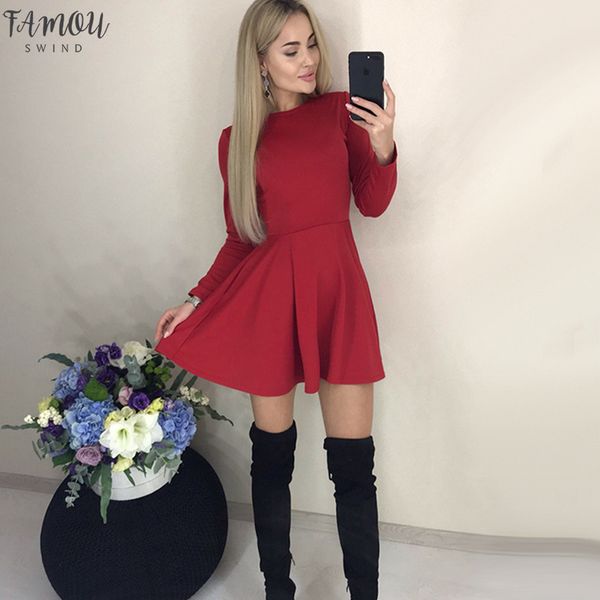 

autumn long sleeve a line party dress ladies office work basic shirt dress 2020 fashion elegant mini dress winter vestidos, Black;gray