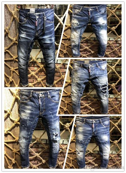 

2019, новый бренд моды европейских и американских летних мужчин носить джинсы мужские случайные джинсы a189, Blue