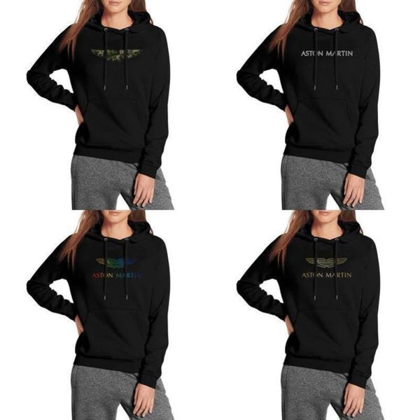 

womens aston martin sports car camouflage oversized hoodie kangaroo pocket soft am casual plaid printing gay rainbow, Black