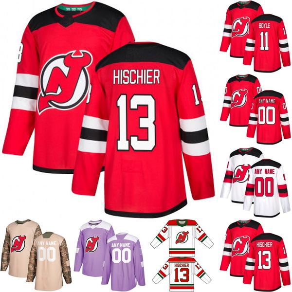 

New Jersey Devils Taylor Hall Brian Boyle Kyle Palmieri Miles Wood Keith Kinkaid Nico Hischier Travis Zajac Cory Schneider Vatanen Jersey