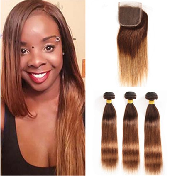 Compre 4 30 Cabello Humano Recto Mediano De Auburn Ombre