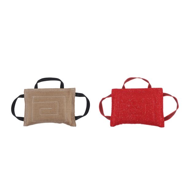 

2pcs dog puppy training bite tug toys with handle for small dog pillow - 26x19cm
