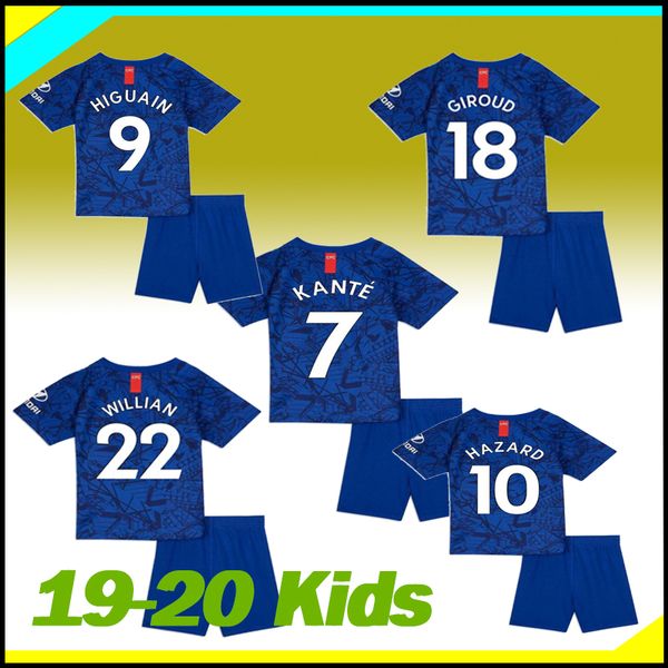 

kids kit soccer jersey 19 20 giroud higuain jorginho hazard football shirt camiseta willian kante 2019 2020 barkley maillot uniform sets, Black