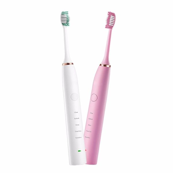 

waterproof d6 ultrasonic electric toothbrush usb charge rechargeable tooth brushes with 2 pcs replacement heads timer brush