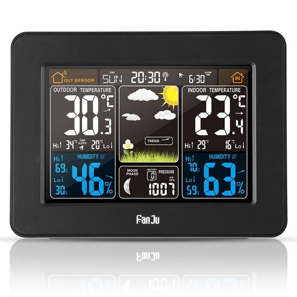 FJ3365B Digitale Farbvorhersage-Wetterstation mit Alarm und Temperatur/Luftfeuchtigkeit/Barometer/Alarm/Mondphase