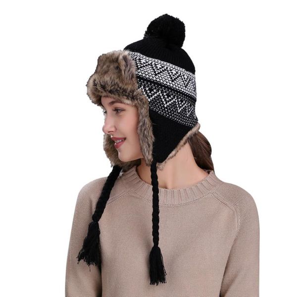

winter women hats velvet warm thickened ear flaps winter hats for women russian bomber hat pompom snow hat earflap caps new #z4, Blue;gray