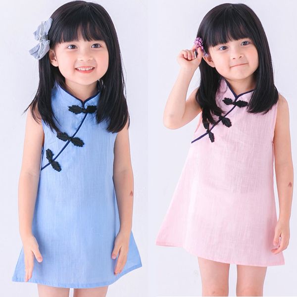 

3 colors kids designer clothes girls summer princess dresses kids sleeveless cheongsam chinese style clothes fashion girls dresses dhl jy12, Red;yellow