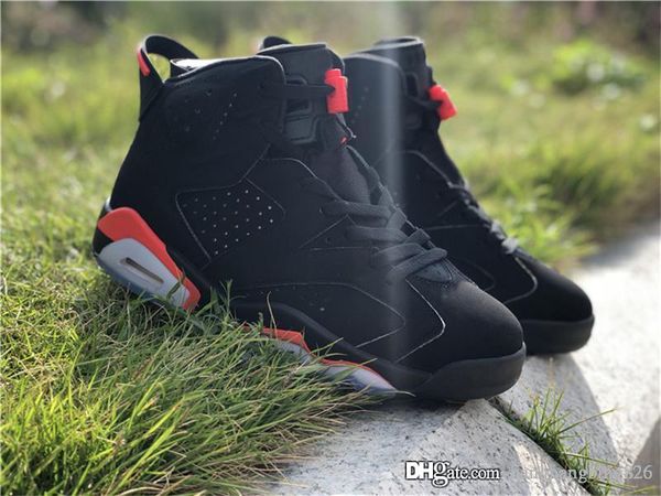 

2019 Authentic 6 Black Infrared Man Basketball Shoes 3M Reflective Black Red Sports Sneakers With Original Box 384664-060