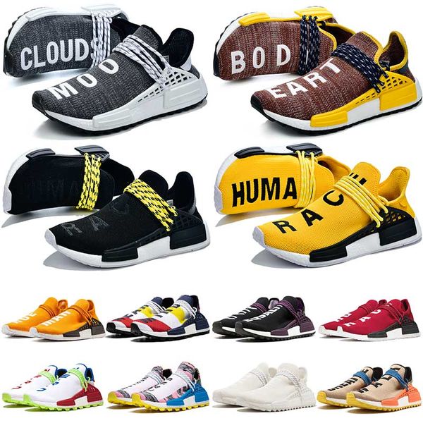 

human species men tennis shoes pharrell williams pw human race trail hu core black nobel ink yellow solar pack equality womens mens trainers