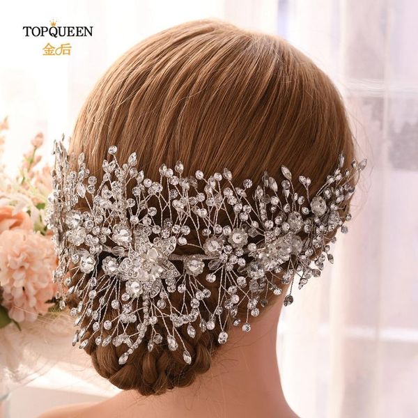 

ueen hp286 rhinestone headpieces for women wedding hair vine bridal tiara and crown flower bridal hair jewelry hai accessory, Golden;white