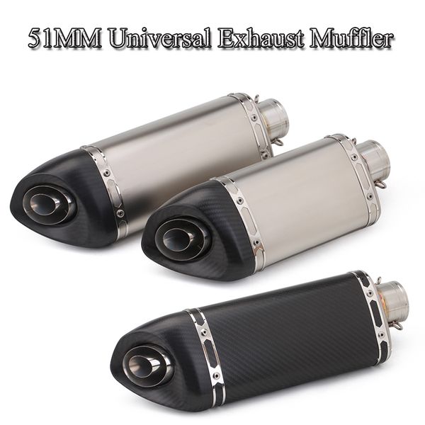 

carbon fiber 51mm motorcycle exhaust modify muffler pipe motocross exhaust muffler with db killer for cb600 mt07 atv dirt bike