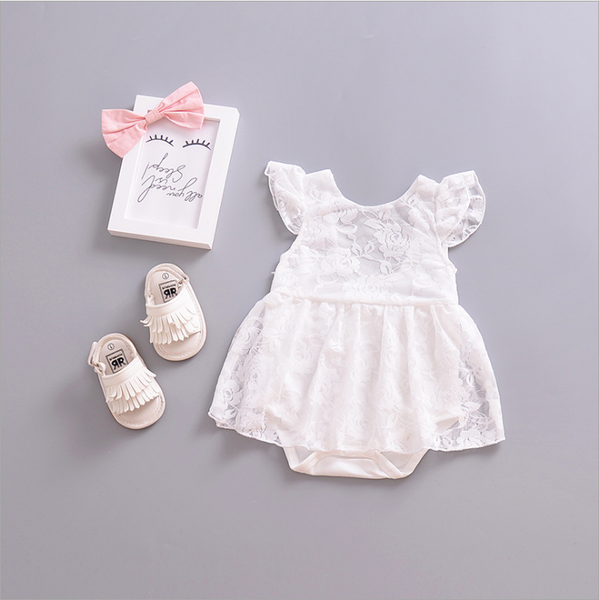 

принцесса девушки white lace ромпер платье новорожденный ребёнки рукавов romper платье одежда летние девушки малыша # ajs