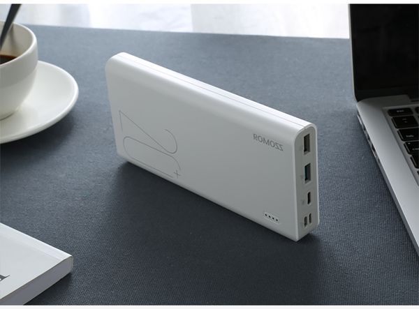 

20000mah romoss sense 6+ power bank with qc3.0 two-way fast charging external battery portable charge for phones tablet