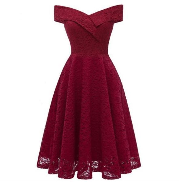 

women embroidery lace party dresses evening prom bridesmaid dress summer 2020 new fashion off-shoulder sleeveless casual cocktail dress
