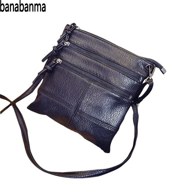 

banabanma woman single shoulder bag female fashional double zipper pu shoulder bag leisure satchel messenger in 2018 zk40