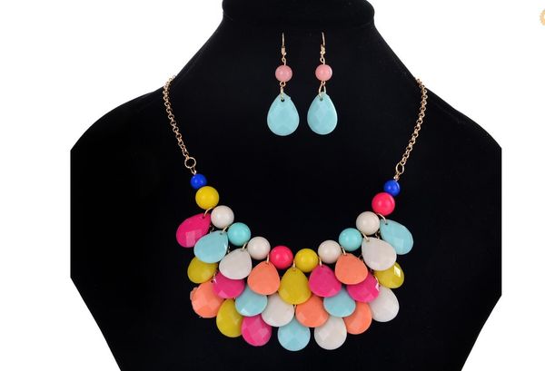 

new european and american designer beach style water drop necklace set decorations fashion popular personality multi-storey accessories, Silver