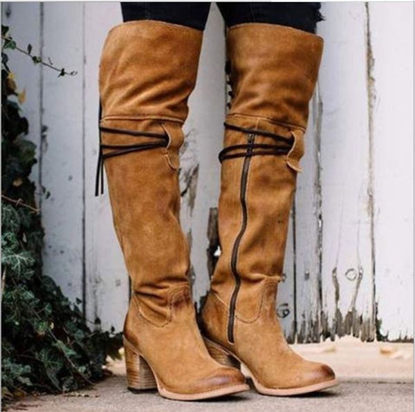 

round toe mid-calf cowboy long boots for women high square heel autumn winter goth boots classics fashion shoes, Black