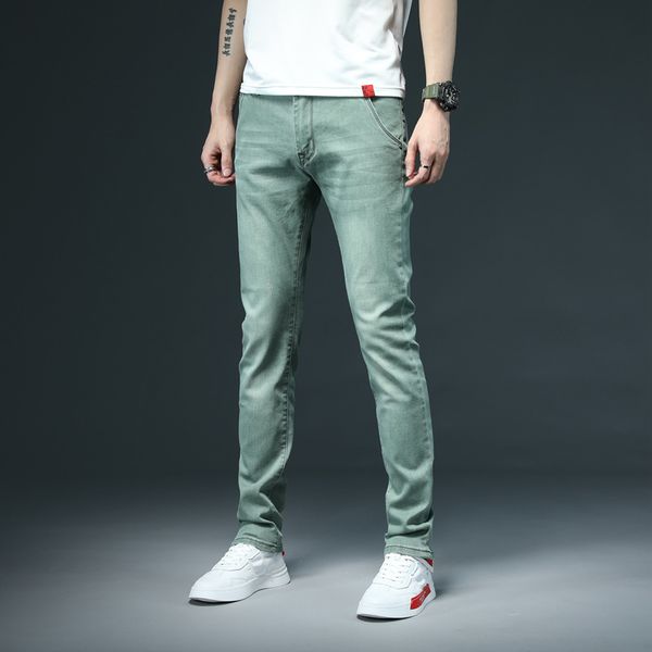 

men skinny stretch mens colourd jeans fashion slim fit jeans casual pants trousers jean male green black blue white multicolor