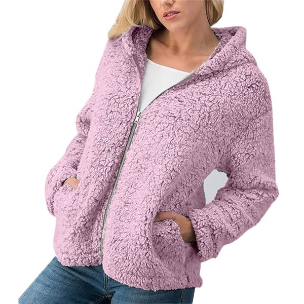 

2018 sherpa fleece sweater women zipper cardigan hooded jersey warm female winter coat casual sweaters, White;black