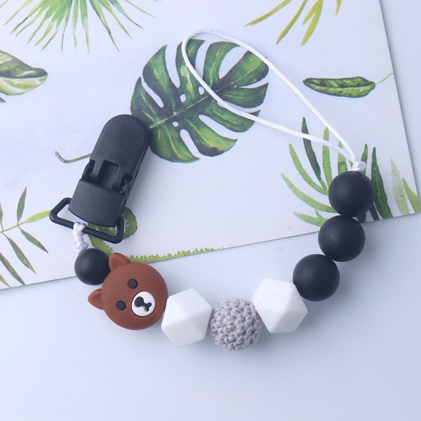 

baby pacifier clips funny pacifier chain with bear holder baby teether teething chain shower gift bpa free