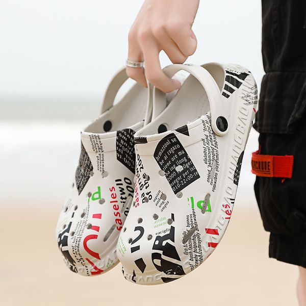 

2020 men sandals summer slippers shoes fashion beach sandals casual flat slip on flip flops men hollow shoes sandales homme, Black