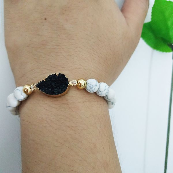 

dhl new arrival naturally healthy 8mm white stone beads bracelet fashion white natural stone bead for girls christmas present, Black