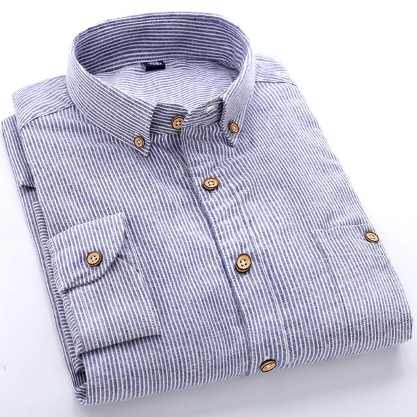 

autumn 2017 men's long-sleeve mini stripe oxford dress shirt cotton classic-fit wrinkle resist easy care button down shirts, White;black