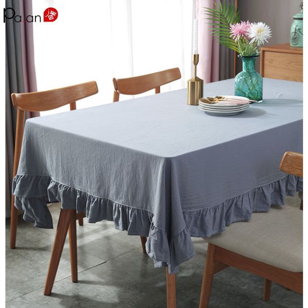 

new european flounced tablecloth pleated cotton lotus lace table cover washer wrinkle fabric cozy comfortable table cloth