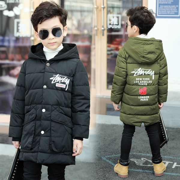 

зимняя детская пуховая куртка с хлопчатобумажной подкладкой одежда средней длины для мальчиков средний-маленький мальчик хлопчатобумажное па, Blue;gray