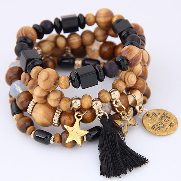 

women casual geometric shape rhinestone tassel beads white, nude, red, black rhinestone, bracelet, Golden;silver