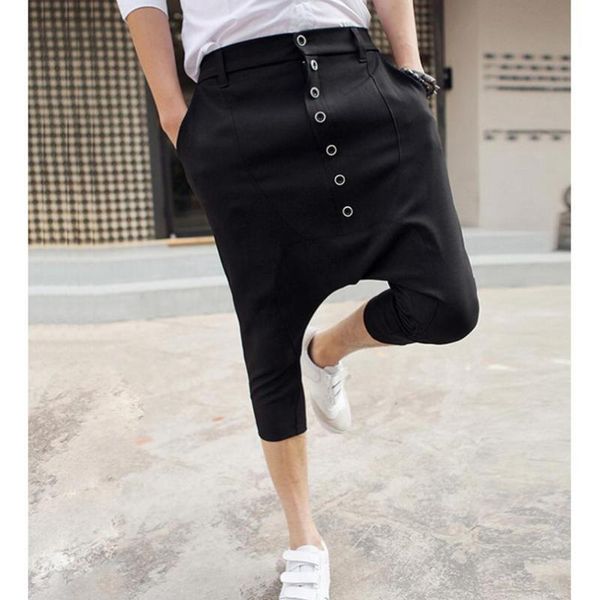 

men's pants 2021 men clothing hair stylist fashion personalized hanging crotch low-rise harem singer costumes, Black