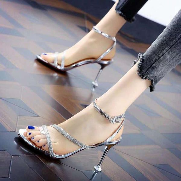 

sandals stiletto heels fashion womens shoes 2020 suit female beige open toe buckle strap high party luxury heeled women's, Black