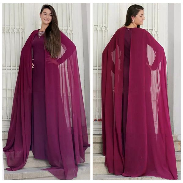 

2019 slim mermaid muslim chiffon arabic evening dresses with cape kaftan dubai muslim formal prom gowns sleeves special occasion party gown, Black;red