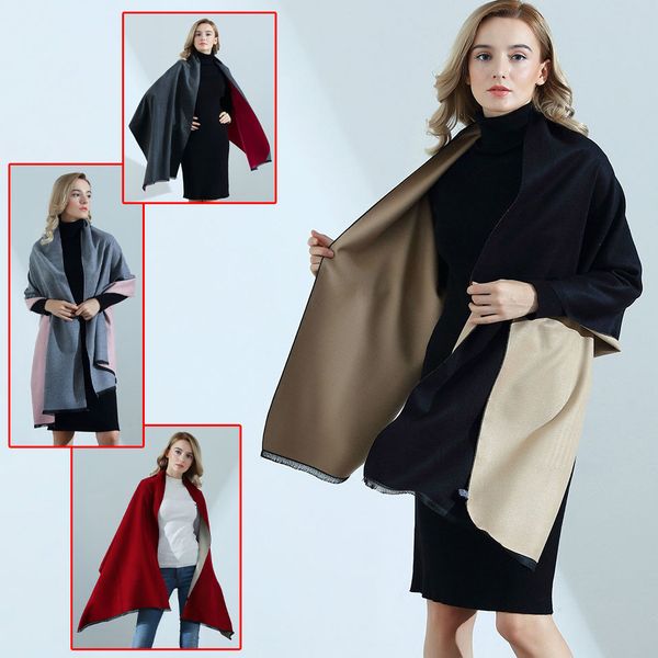 

чистый шарф цвета мужские и женские versatile твердая двустороннее шаль кашемир имитация шарф мода keep warm neck all-матч joker style