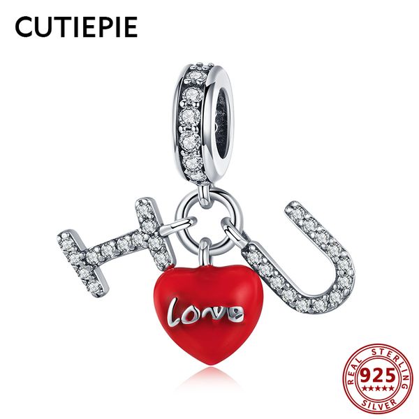 

cutiepie genuine 925 sterling silver i love u heart diy beads charms for women bracelets necklace pendant silver jewelry gifts