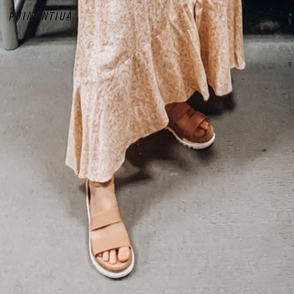 

puimentiua women platform sandals women peep toe high wedges heel ankle buckles sandalia espadrilles female sandals shoes, Black