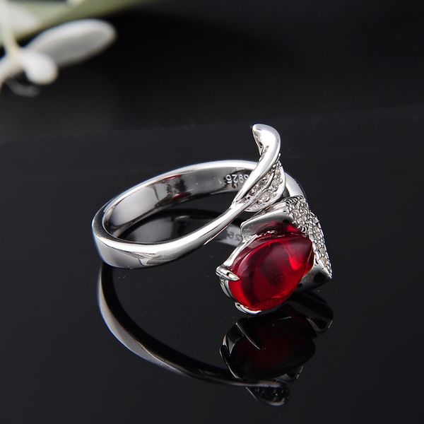 

bague ringen 925 sterling silver ring luxury designer for women with 8.5*5.8mm created ruby gemstone lady party gift y200321, Slivery;golden