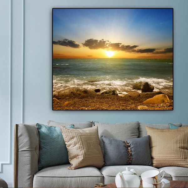 

reliabli poster wall art canvas painting landscape print sunset and beach wall pictures for living room home decoration unframed