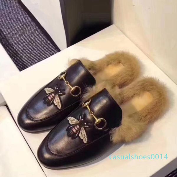 

2020 ladies luxury designer shoes designer slippers loafers ladies casual slippers sandals fur slippers c14, Black