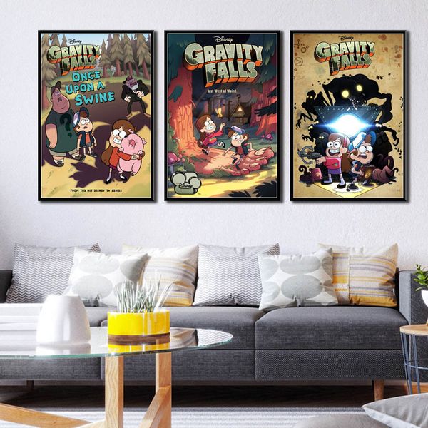 

gravity falls cartoon movie art painting silk canvas poster wall home decor
