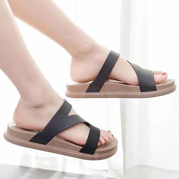 

quality printed beauty head real leather slides shoes men fashion sandals causal summer flip flops slippers shoes shoe09 p56, Black