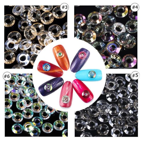 

20pcs 8mm glitter nail art angel ring rhinestones 3d crystal hollow circle nail art decorations nails accessoires, Silver;gold