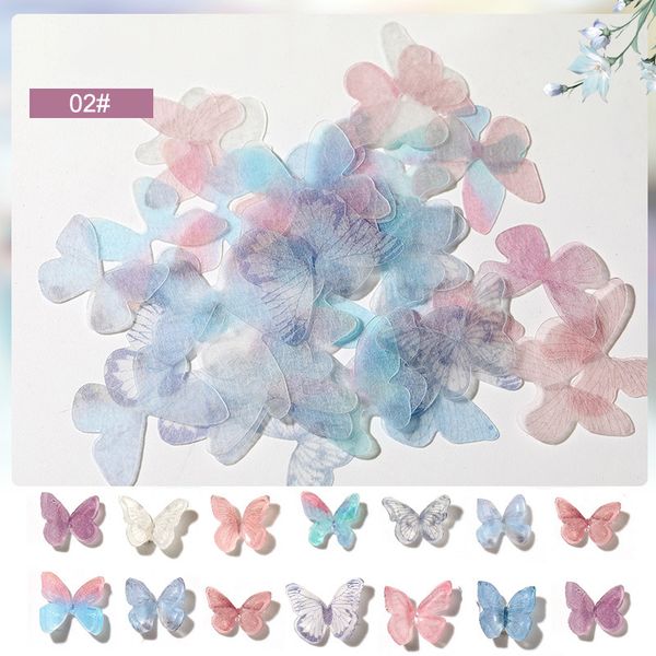 

nail stickers set heat shrink 3d butterfly diy nail ornament decoration manicure patch sswell, Silver;gold