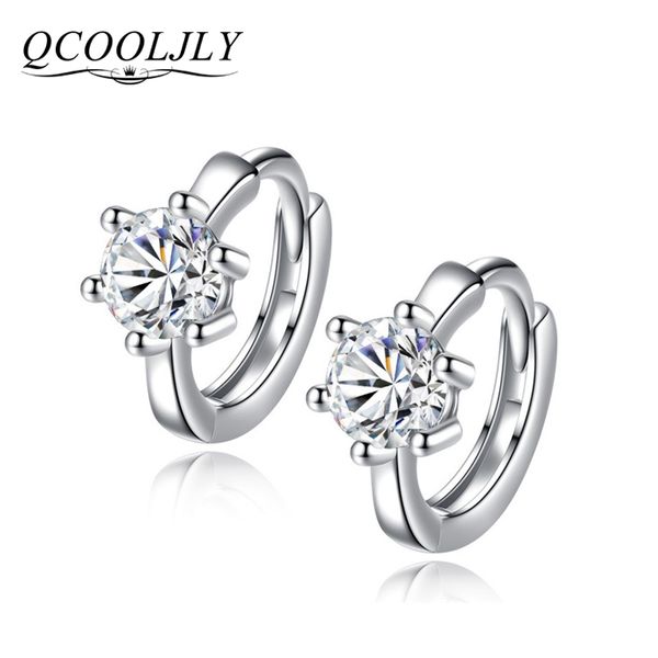 

qcooljly silver earrings six claw zircon heart arrow round hoop earrings for women gift statement jewelry, Golden