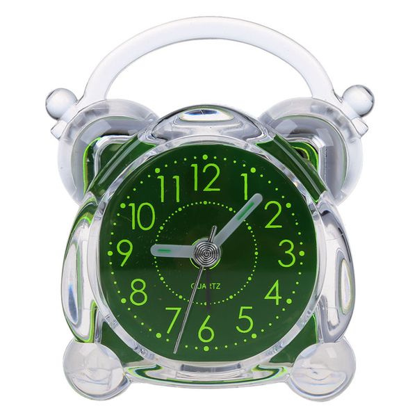 

small crystal plastic desk bell alarm clock with light