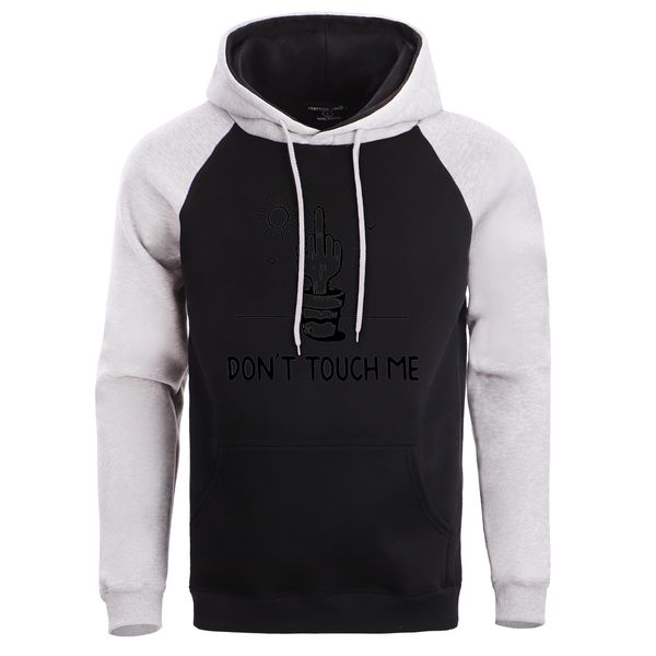 

dont touch me funny printed raglan sweatshirts men autumn winter hooded hoodies 2019 fashion streetwear casual pullover, Black