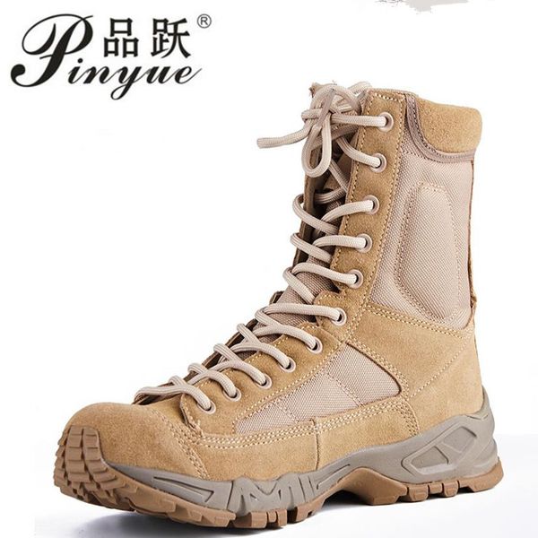 

new sport army men combat tactical boots outdoor hiking desert leather ankle boots military male combat shoes botas hombre mx190819, Black
