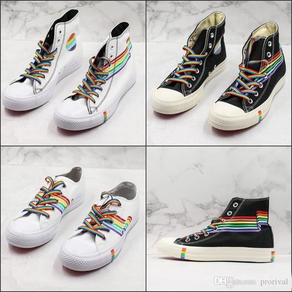 

2019 1970 canvas athletic shoes chuck 70s classic 1970s canvas shoes taylor couple rainbow shoeslace casual training sneakers, Black