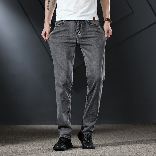 

men's jeans 2021 spring stretch black gray classic style fashion casual regular fit denim trousers male brand pants 28-40, Blue