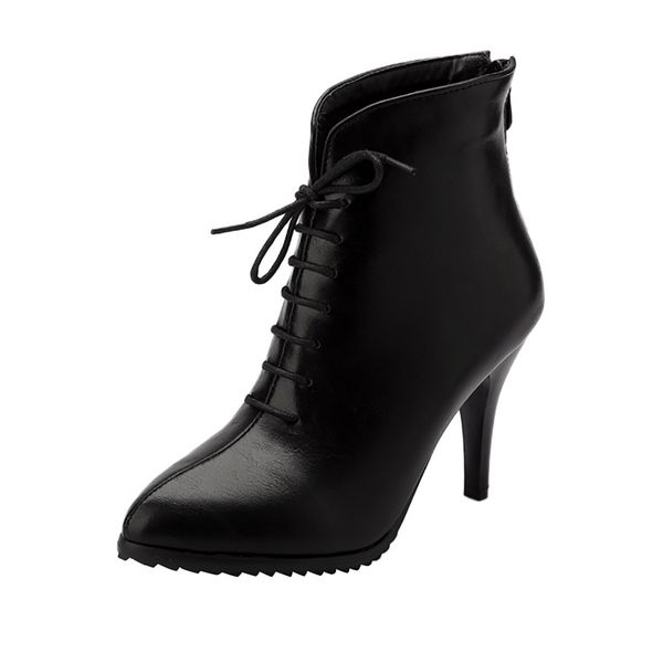 

sagace women's retro boots casual zipper high heels with thin high heel ankle boots pointed new listing 2019, Black